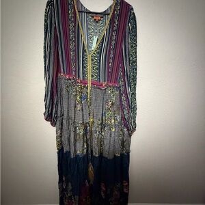 Multicolor Striped and Floral Maxi Dress
